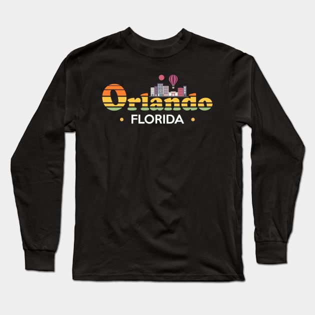 Orlando Florida Skyline Design Long Sleeve T-Shirt by Brobocop